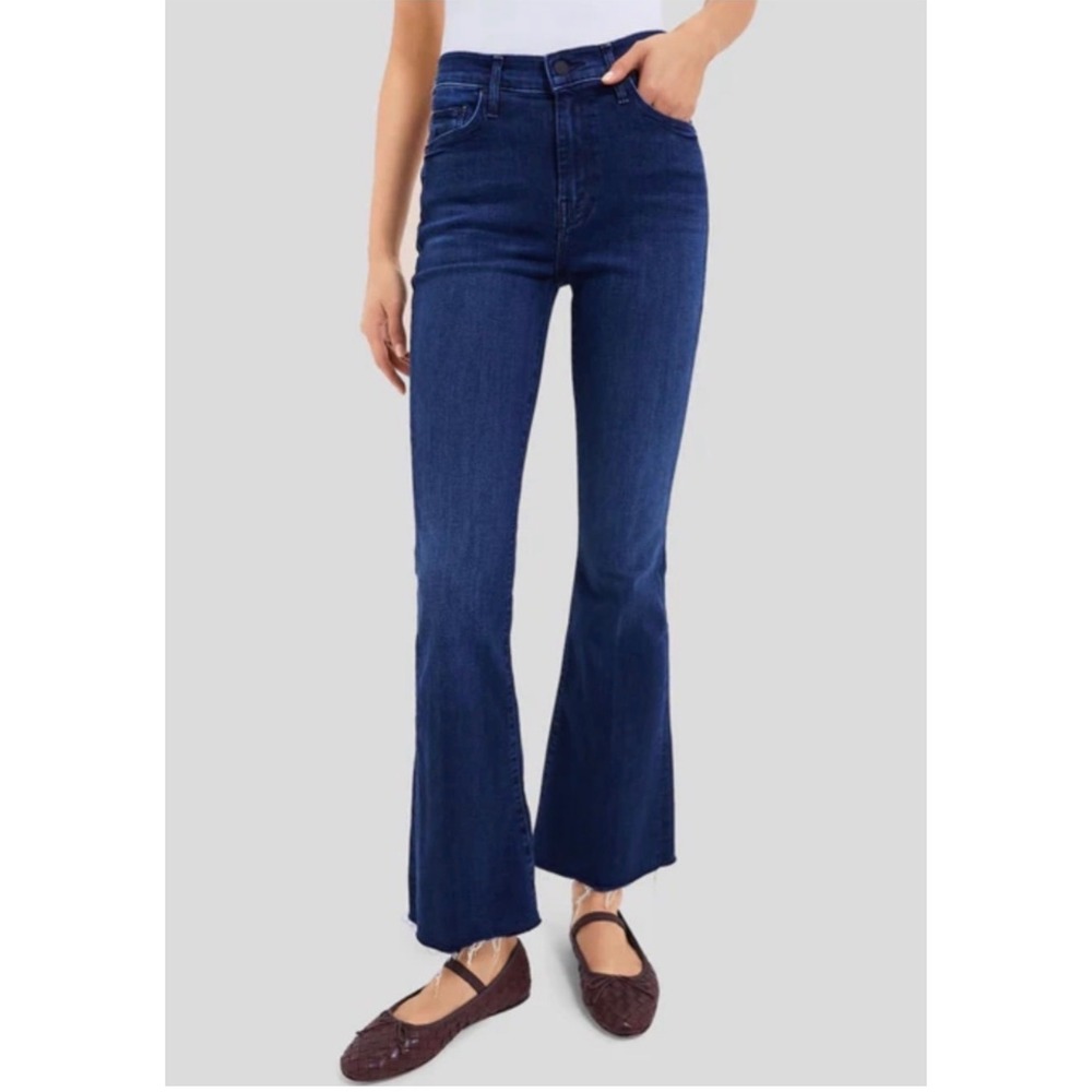 Mother The Weekender Fray Jeans‎ 29 Mint Condition Dark Blue Flare Raw Hem
